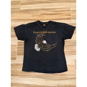Vintage 2003 Harley Davidson Free Spirit Eagle T-Shirt Miami FL Peterson's Black